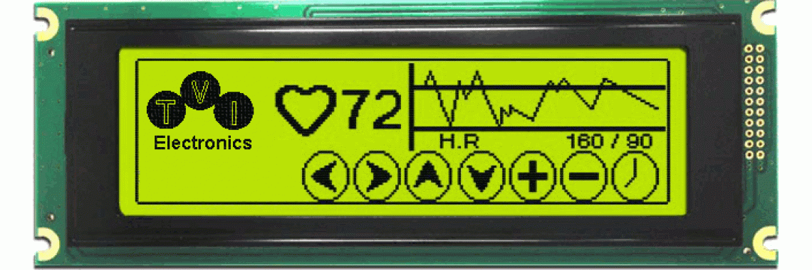 TGL52B-24064 Series Dark Blue/Yellow Green Graphic LCD